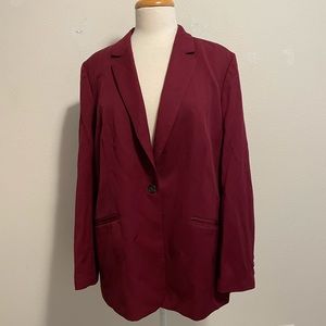 Lands End Maroon Red Blazer 100% Wool Size 16 Petite Women’s Business Classy